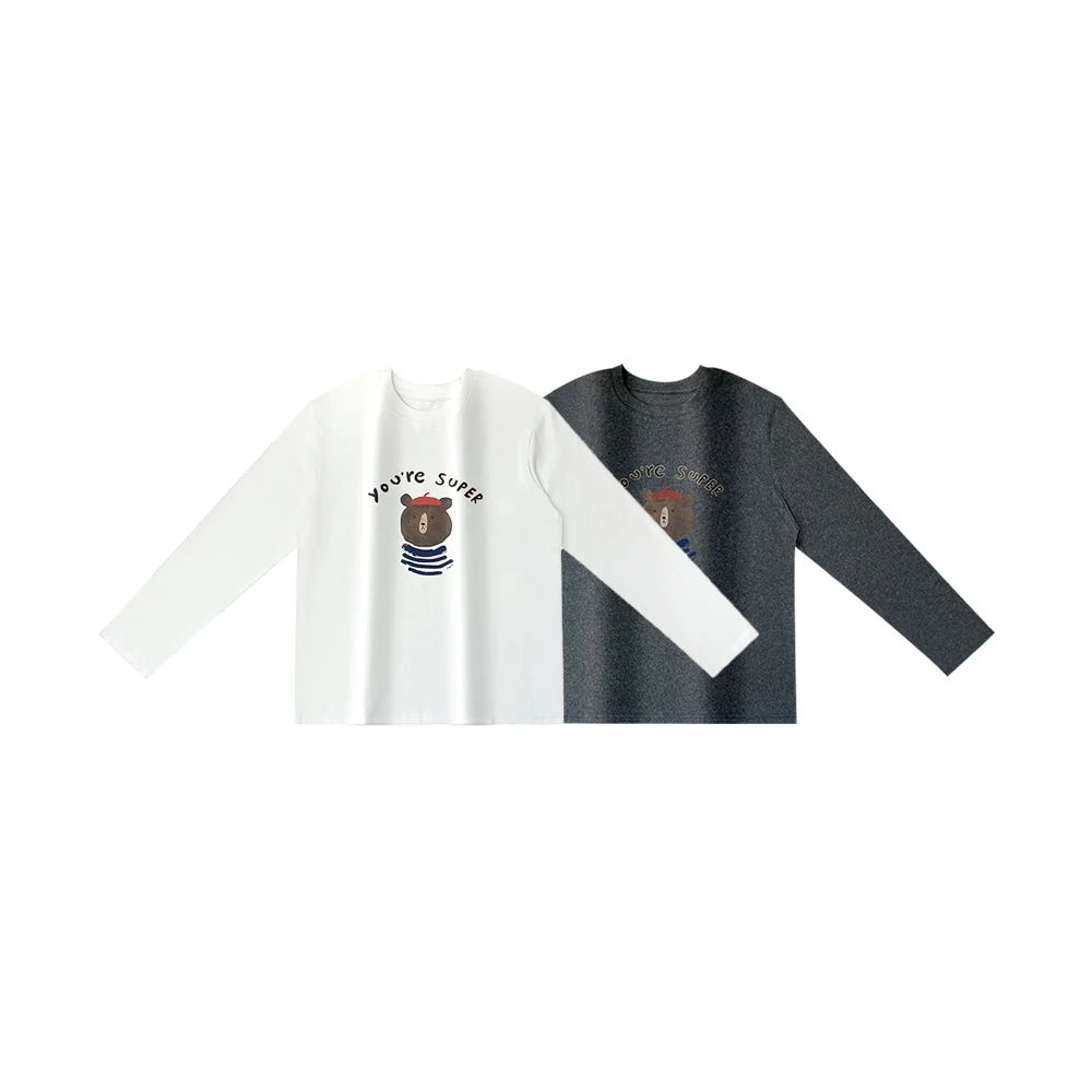 【新品上市】舒适百搭圆领小熊T恤女印花宽松套头长袖打底TX1142