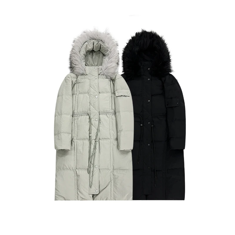 【新品上市】连帽保暖舒适长款收腰羽绒服女潮流时尚百搭外套YF0610