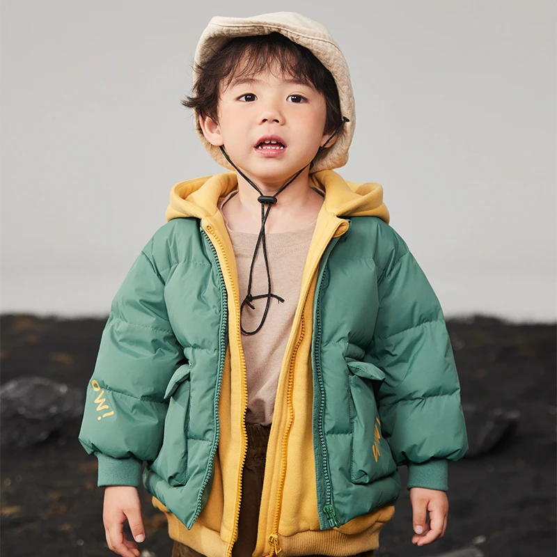 假两件连帽卫衣拼接外套#34183413儿童时尚加厚保暖冬季宝宝