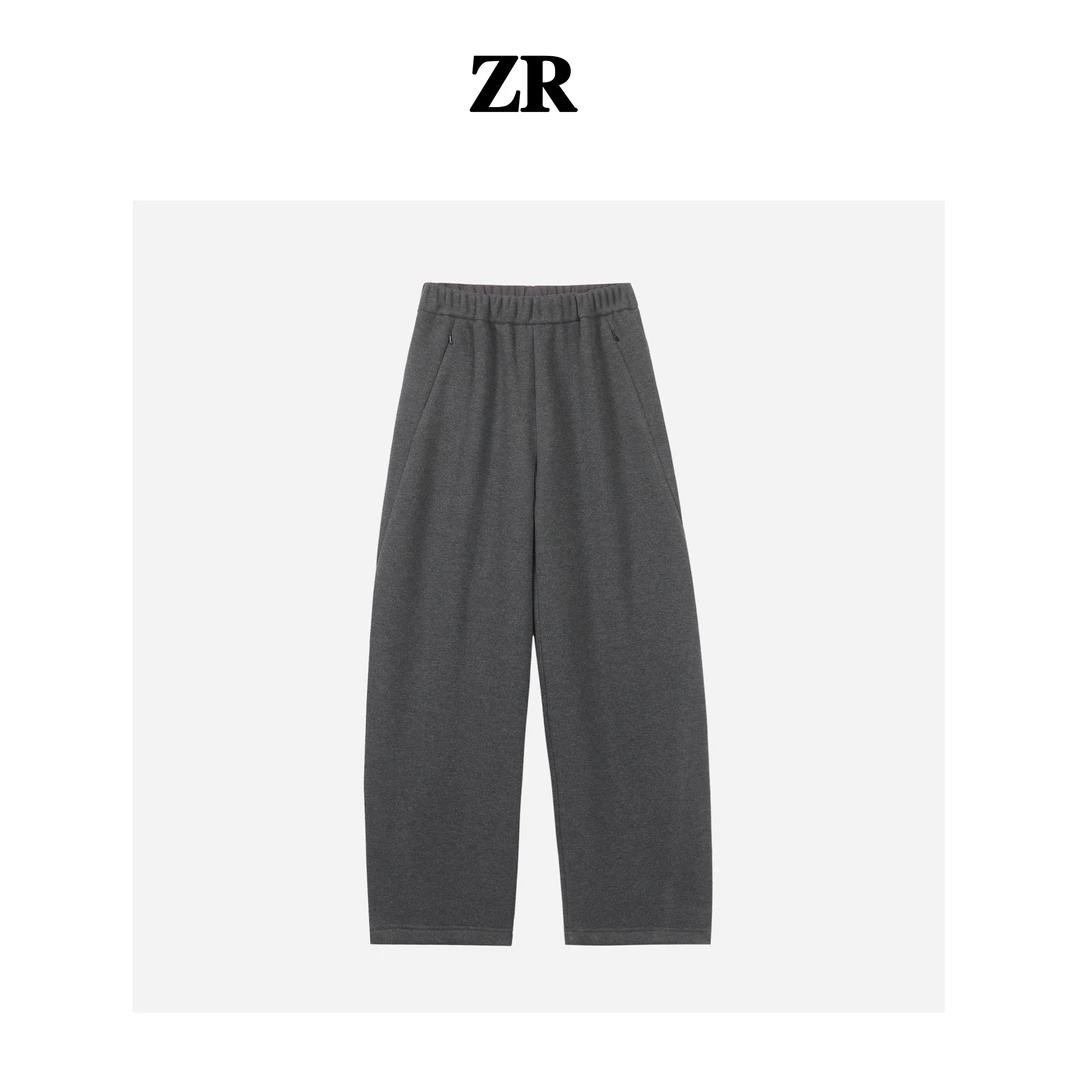 【ZR】设计款高定绵羊毛醋纤香蕉阔腿裤秋冬加绒弯刀裤958A