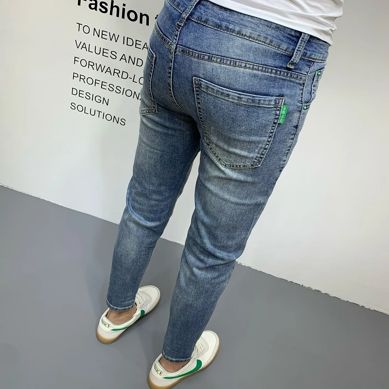 高端九分牛仔裤男款潮牌韩版修身百搭弹力痞帅小脚长裤子秋冬爆款
