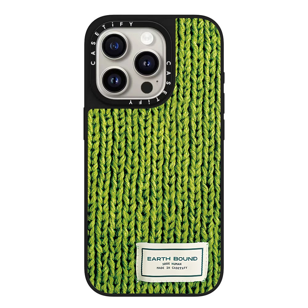 CASETi联名新款针织编织毛衣绿色个性创意磁吸适用苹果16pro壳iPh