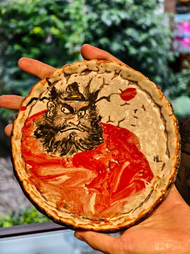 阿龙手绘钟馗志陶瓷野壶杯子壶承茶具手工定制干泡中式圆形纯手工