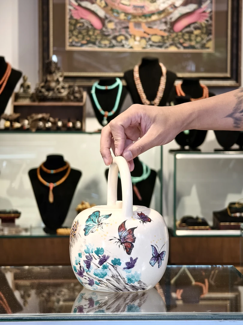 手绘蝴蝶煮水大壶大号茶壶大容量