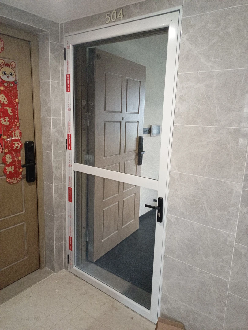 白色纱门金刚网平开不锈钢防蚊防鼠定制厂家上门铝合金纱网带锁