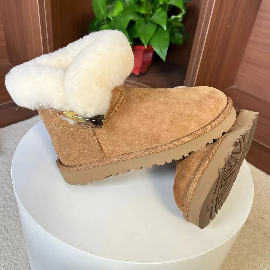 【经典薄底牛角扣】桑坡保暖EVA防滑耐穿时尚保暖雪地靴