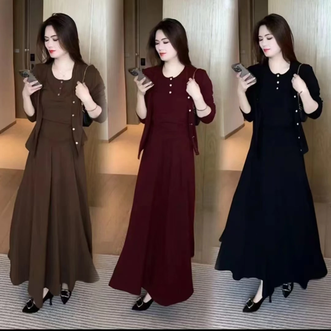 【吉遇优选1788-88#新品上新气质休闲款三件套（开衫+短袖+半身裙）