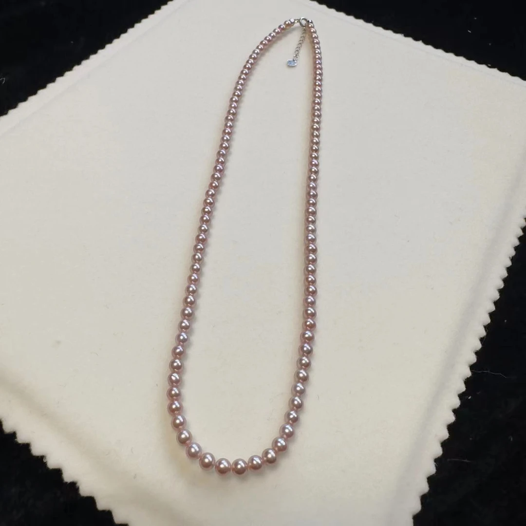 和合珍珠 | 烟紫 3-4mm 极光淡水AK珍珠小米链