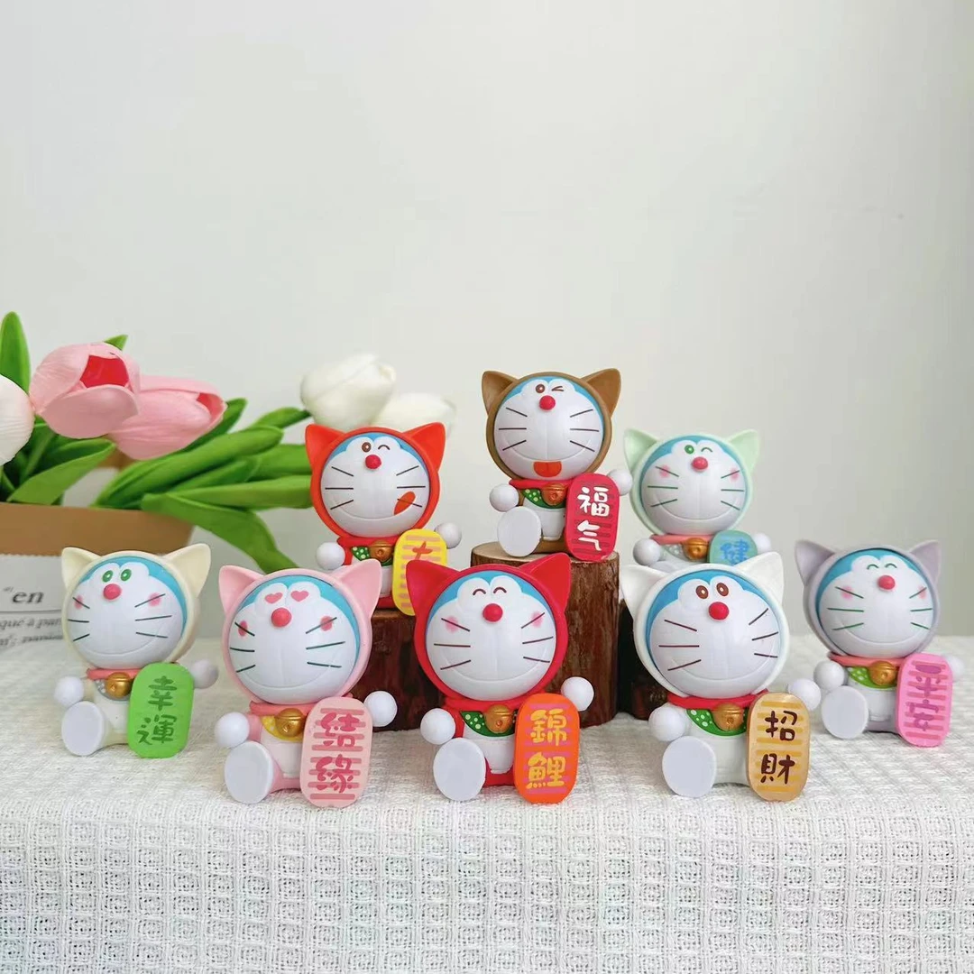 福气满满蓝胖子8件新春祈福订单手摆件摆设可爱创意盒装