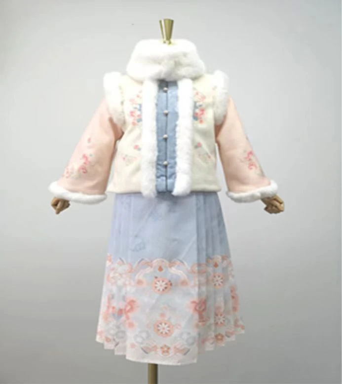 汪小荷 2025冬季拜年服加绒加厚3件套古风中式汉服裙XD45109A