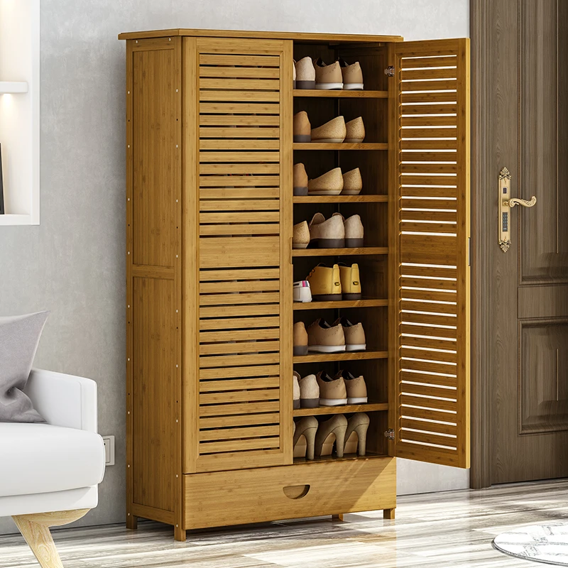 泽川家鞋柜家用鞋架大容量经济型透气玄关置物防尘带门鞋架子门厅