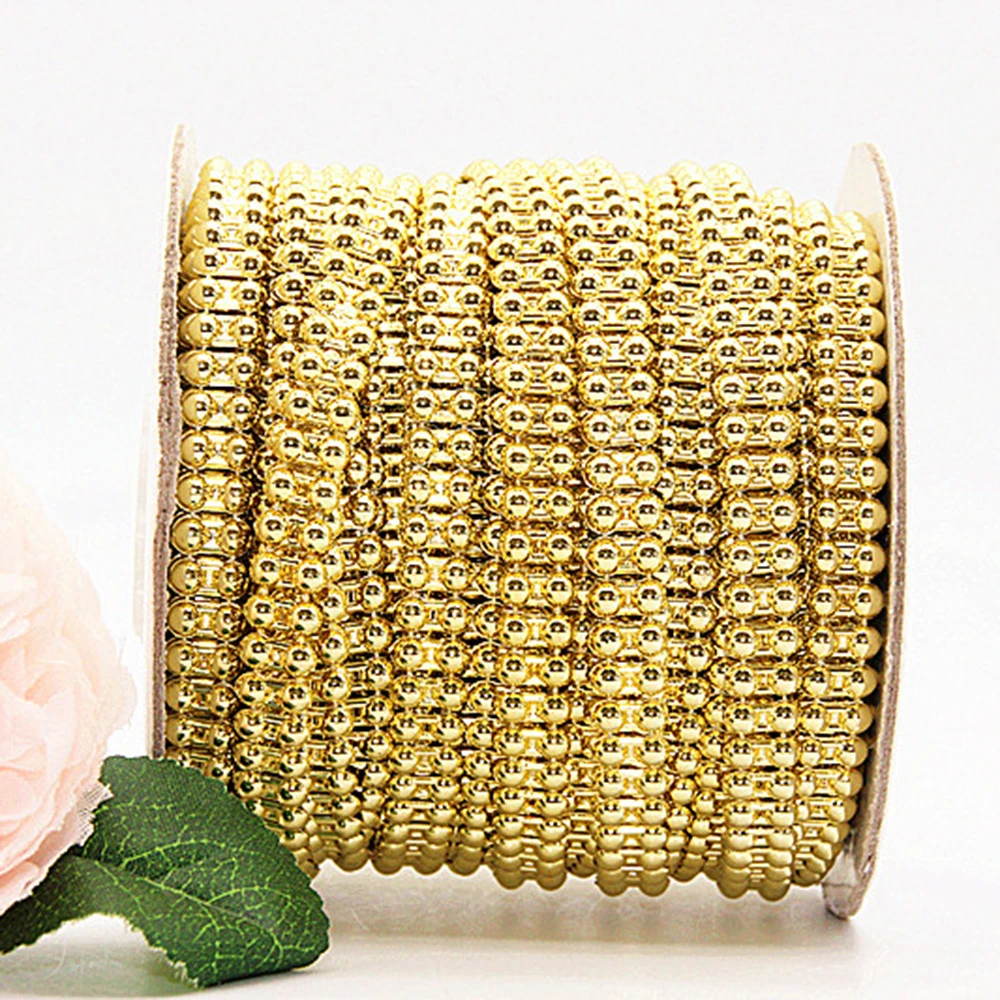 4号半圆双排连线珠双线ABS仿珍珠链娃娃新娘线钻手工DIY塑料花边