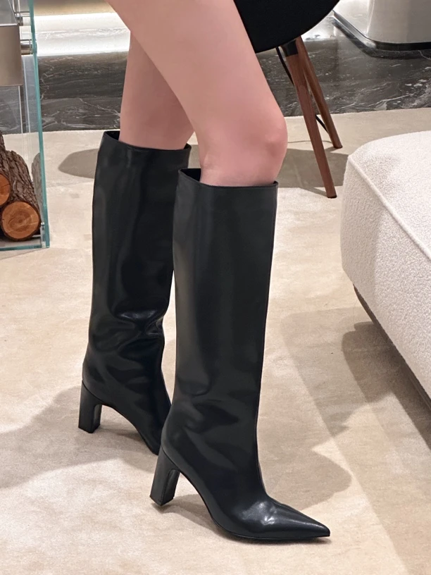 元林【高定系列】福利真皮时尚高筒气质尖头长靴#X0009XZ