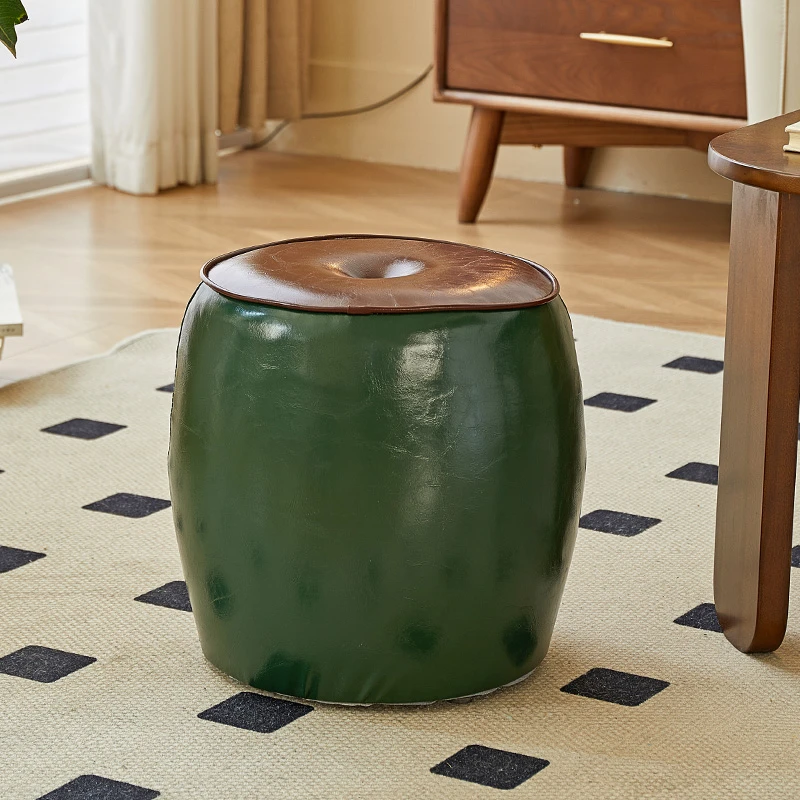 实木鼓墩绣墩皮凳子胖墩墩高凳子梳妆凳矮凳子换鞋凳茶几凳子