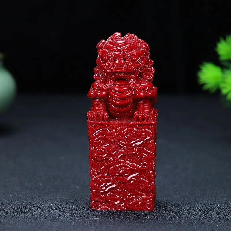 紫金砂手工狮子印章麒麟小摆件中式客厅创意办公桌面饰品工艺品