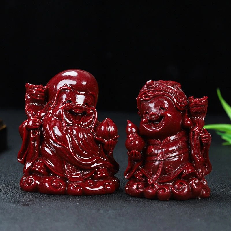 紫金砂福禄寿三星佛摆件寿星祝寿招财贺寿送长辈家居精雕玄关