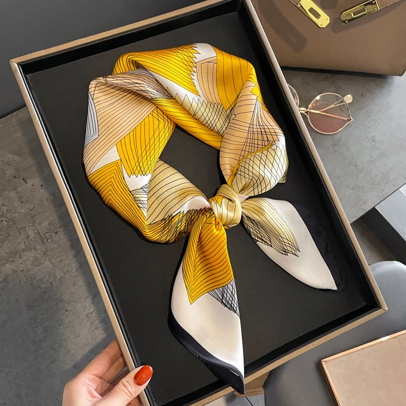 【几何线】新款几何线条时髦文艺方巾百搭洋气小领巾披肩70*70cm