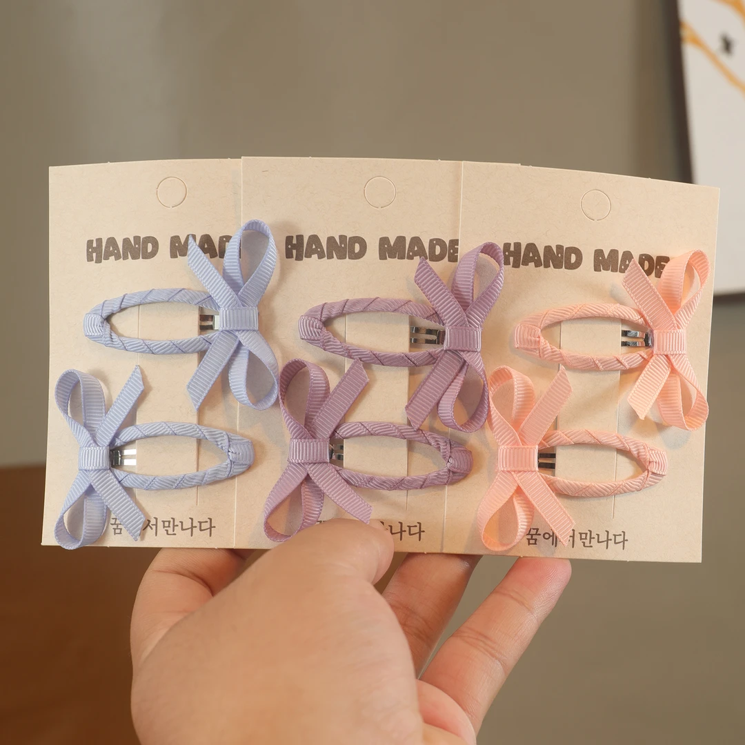 韩版儿童气质简约蝴蝶结发夹女童甜美可爱多巴胺色系列刘海夹发饰