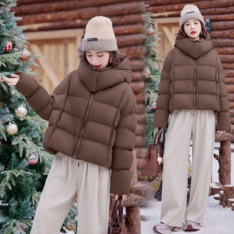 设计感羽绒服女短款2024年冬季新款宽松加厚保暖小个子面包服外套