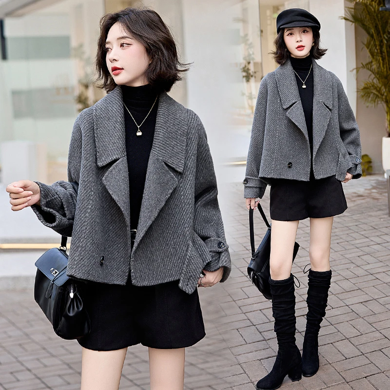 高端大气双面羊毛大衣女2024秋冬新款休闲时尚小个子百搭毛呢外套