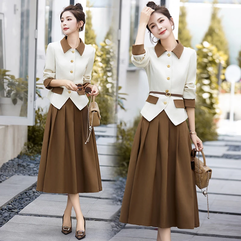 法式复古小香风套装女2025春秋新款高级感气质名媛风半身裙两件套