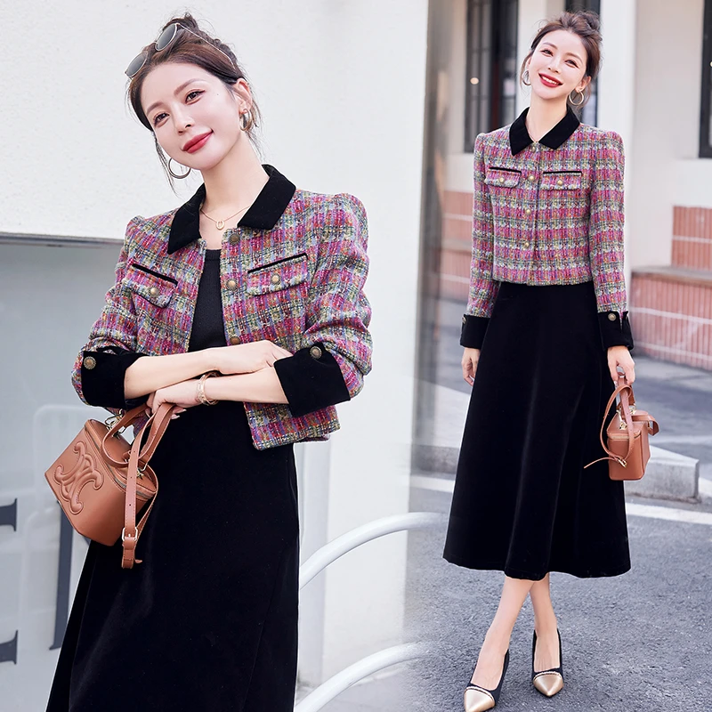法式小香风套装女2024秋季新款高级感名媛风时尚气质半身裙两件套