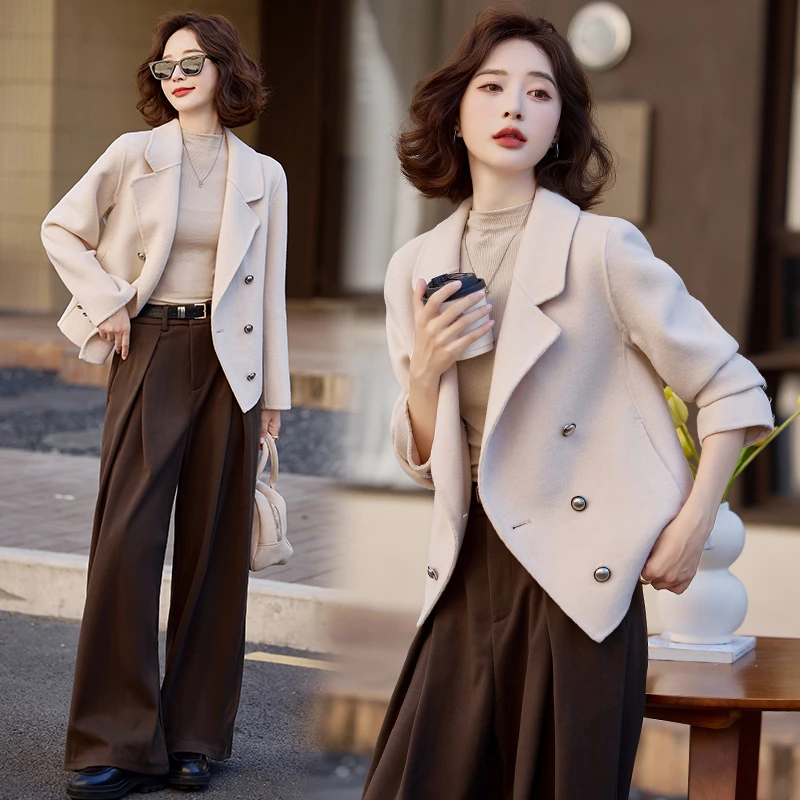 法式小香风双面羊毛大衣女2024秋冬新款小个子高级感气质毛呢外套