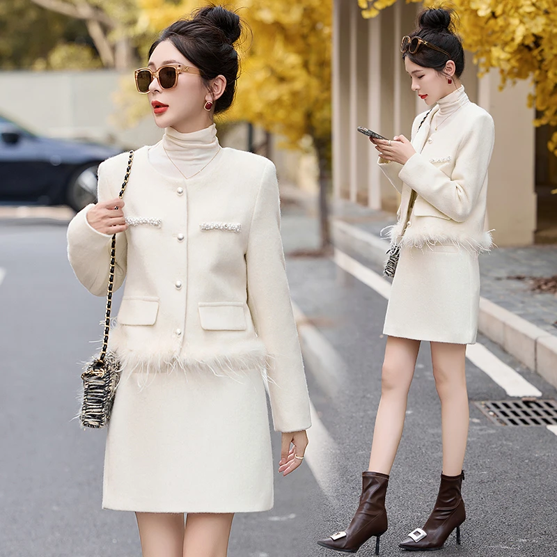 法式小香风套装女2024秋季新款时尚高端气质名媛千金风短裙两件套