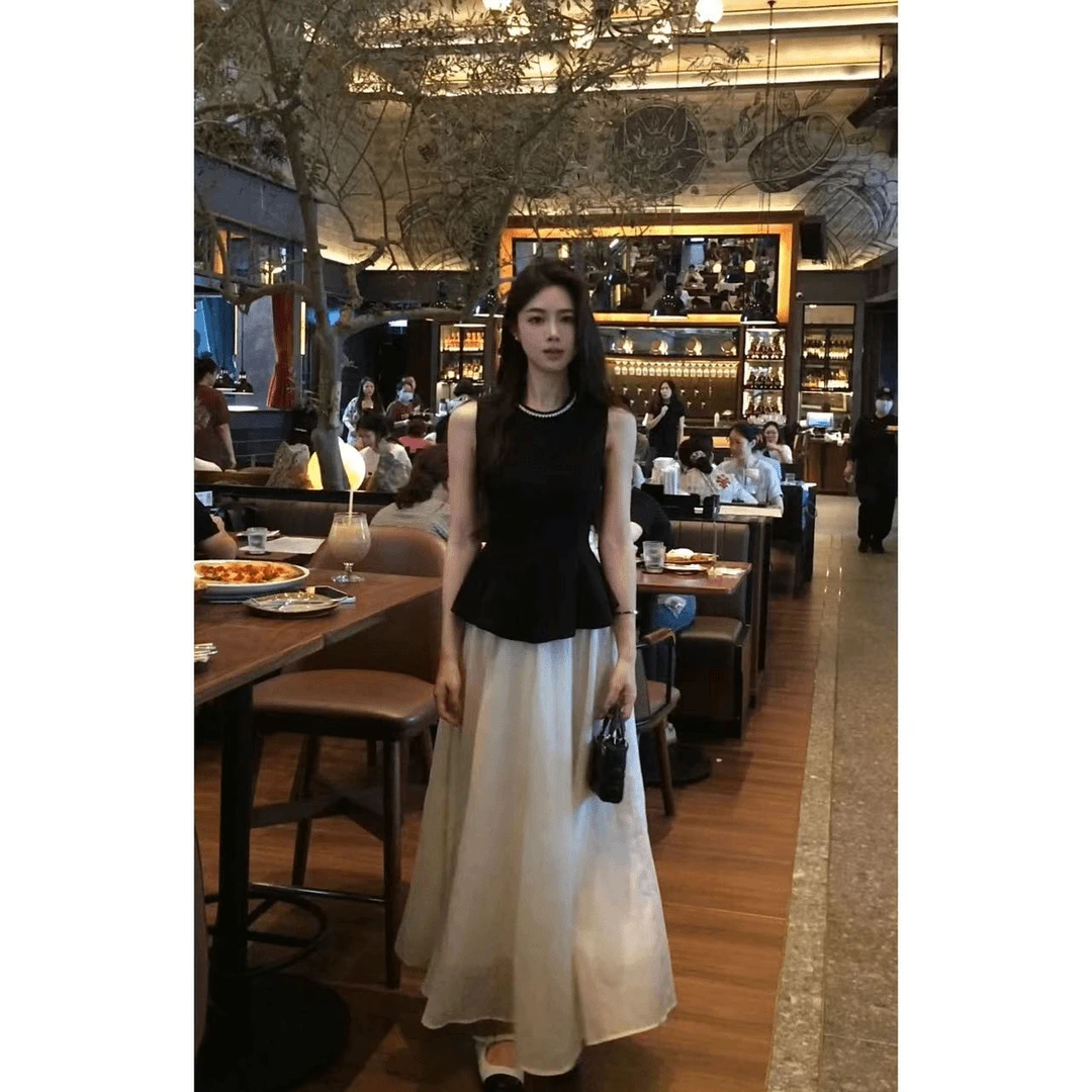 【蔷薇日记】小众设计感小衫翘翘裙摆钉珠大裙摆套装LL9180+LL9179