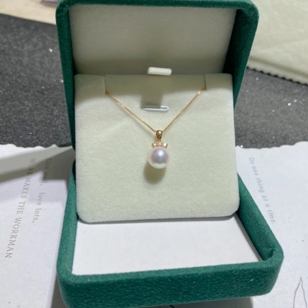 18k金akoya海水珍珠项链8.5mm天女级