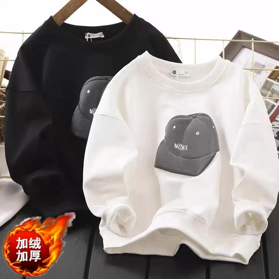 男童加绒卫衣2022新款休闲冬季中大童加厚一体绒打底外穿保暖潮冬