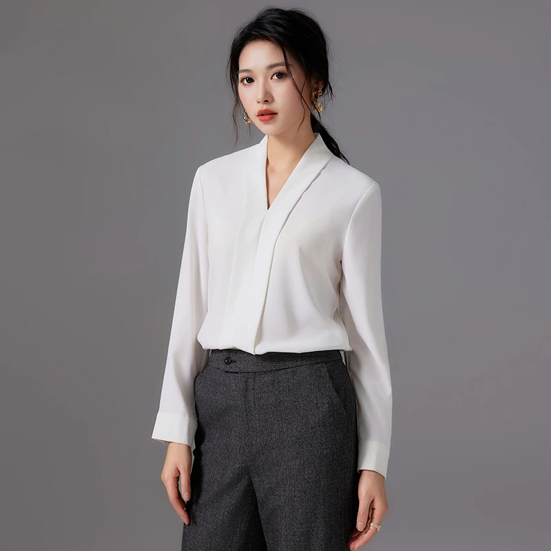 【西装内搭】套头白衬衫-时尚轻奢西装衬衣女春秋长袖打底职业通勤