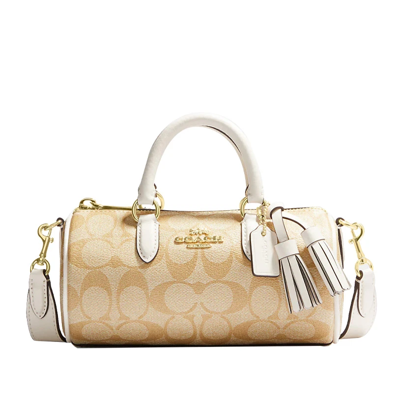 COACH 蔻驰 Lacey Crossbody 女士斜挎包圆筒包手拎包 米色LOGO