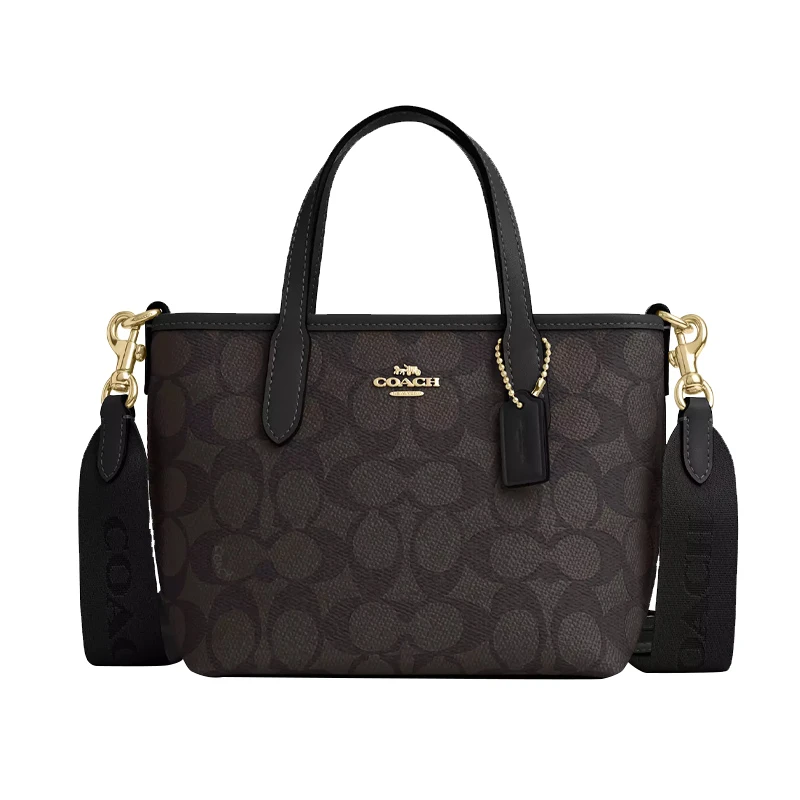 COACH 蔻驰 City Mini Tote Bag 女士斜挎托特 小号 黑色LOGO