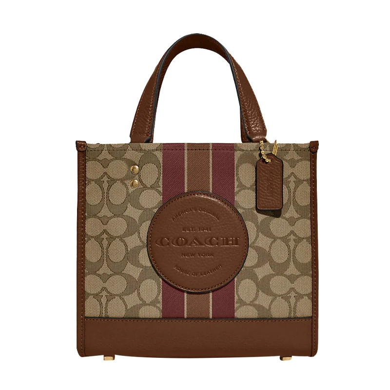 COACH 蔻驰 Dempsey Tote 22 女士托特包斜挎包 小号 棕色
