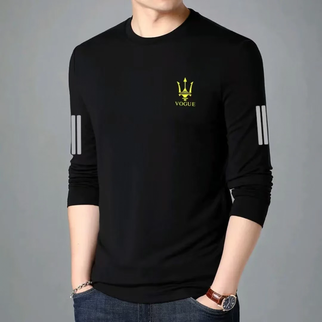 【发货快】男士长袖T恤男秋季内搭秋衣男装宽松弹力打底衫男印花t