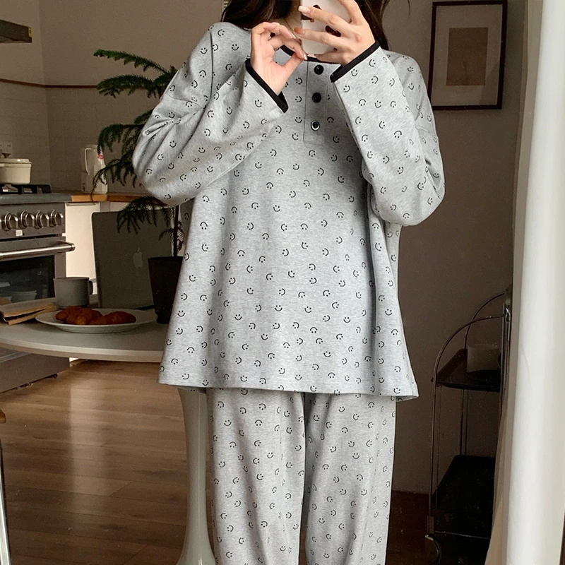 睡衣大码女款爆款2024新款春秋出门款高颜值家居服长袖可外穿套装