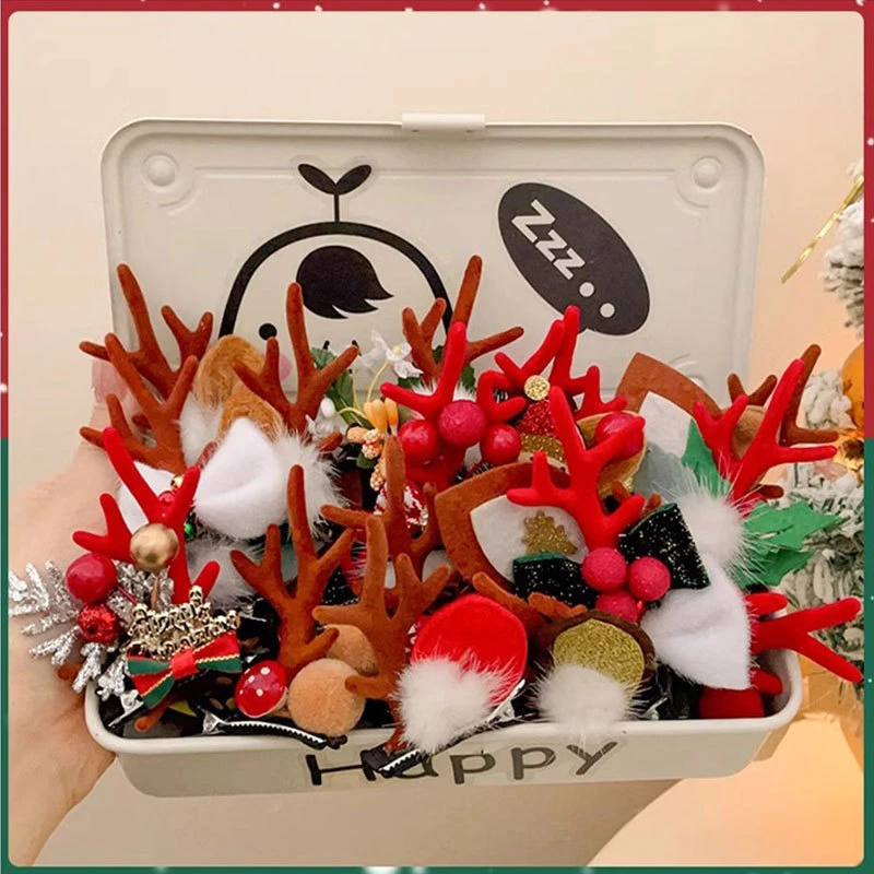 圣诞节儿童可爱鹿角发夹女童前额刘海夹饰品麋鹿装扮女孩发卡头饰