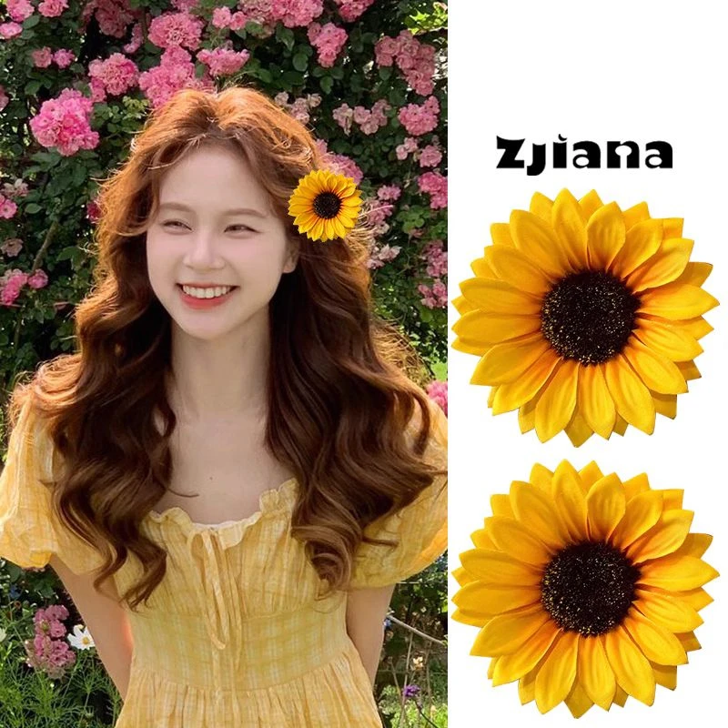 可爱阳光~向日葵发夹海边度假边夹女森系侧边夹子沙滩拍照发饰女