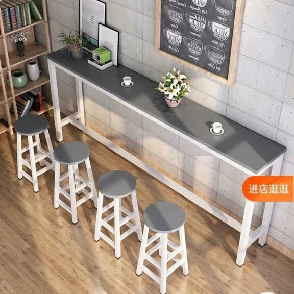 家用靠墙吧台桌高脚桌奶茶店桌椅组合长条窄咖啡桌阳台客厅酒吧台
