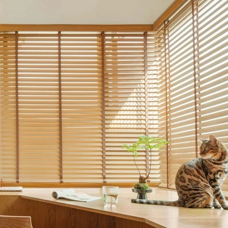 木制百叶窗帘锻木中式百叶帘卧室客厅办公室遮光升降卷帘智能