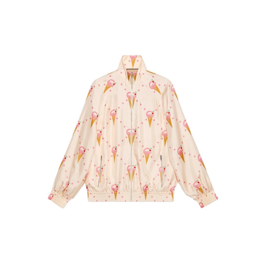 全新未使用 GUCCI/古驰 奶油色冰淇淋系列真丝外套  100%桑蚕丝