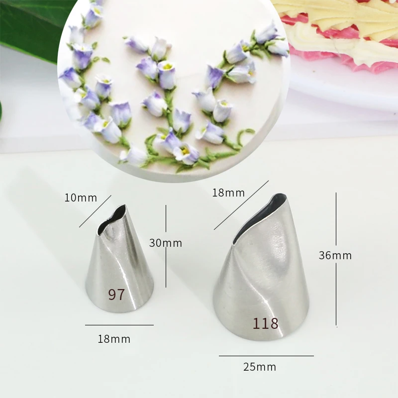 不锈钢裱花嘴S形玫瑰铃兰花瓣小号97#嘴挤奶油嘴中号118#