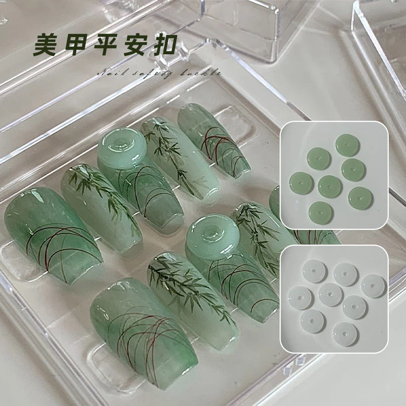 【菊籽老师推荐】国风平安扣饰品美甲玉石系列中式琉璃圆形指甲装饰