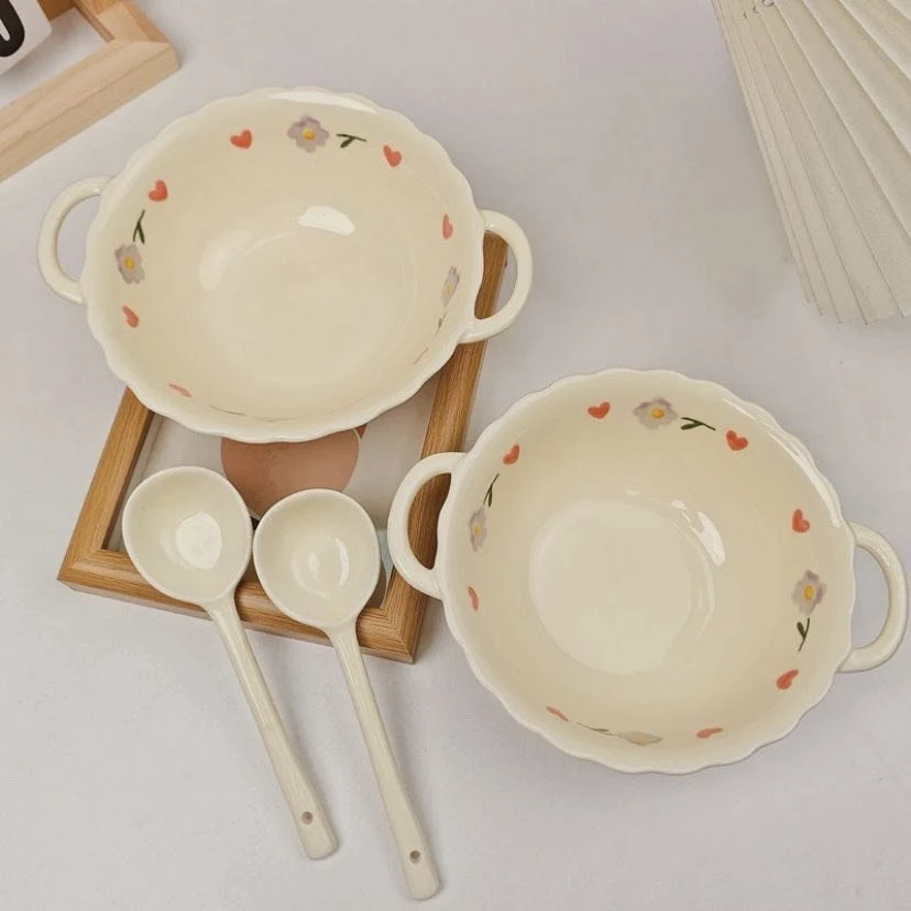 【紫藤花新疆包邮】7.5英寸奶油紫藤花 釉下彩高温瓷器新骨瓷福利碗