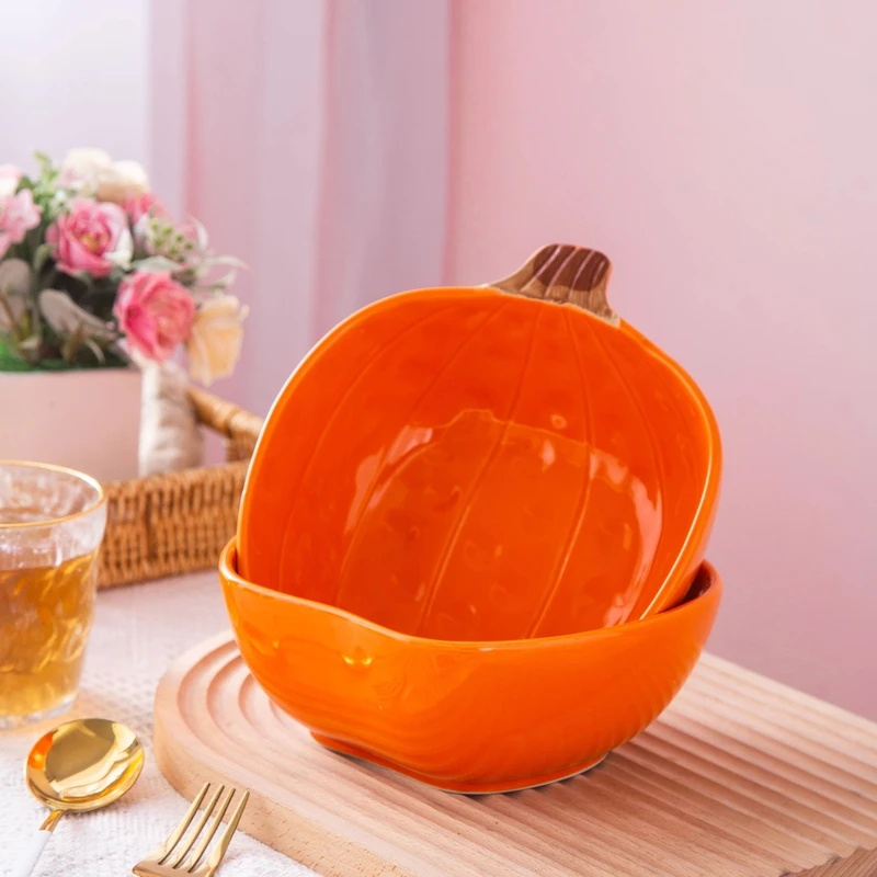 7.5英寸南瓜碗创意南瓜系列可爱高颜值陶瓷餐具2个装【新疆包邮】