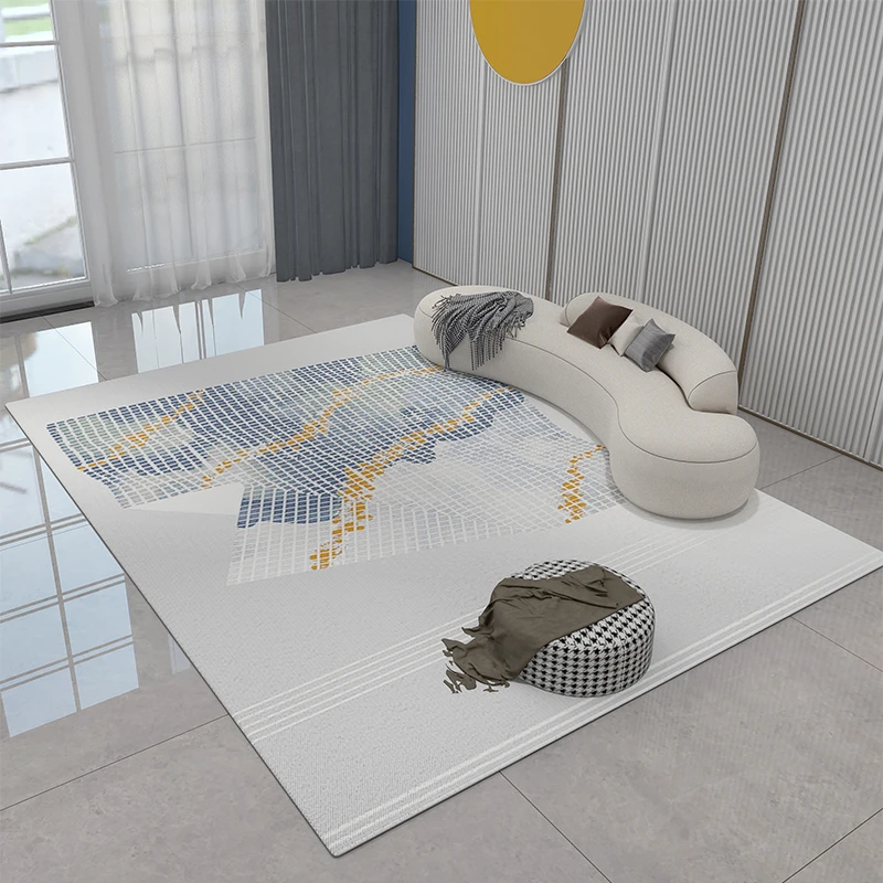 布伦达新中式简约轻奢丙纶客厅卧室茶几地毯蓝色样板间网红地毯