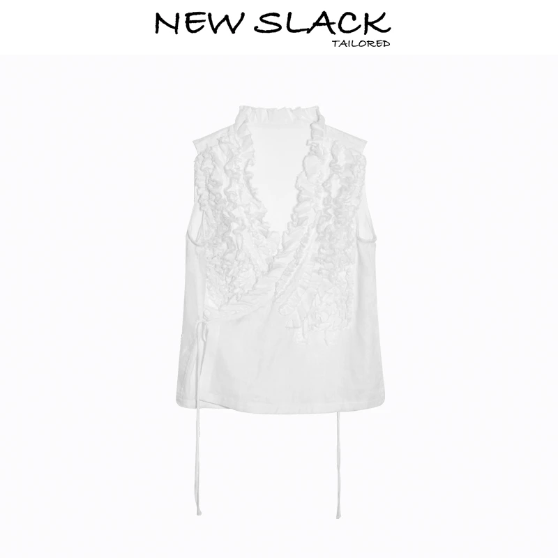 New slack NX24206 气质百搭设计感100亚麻背心吊带