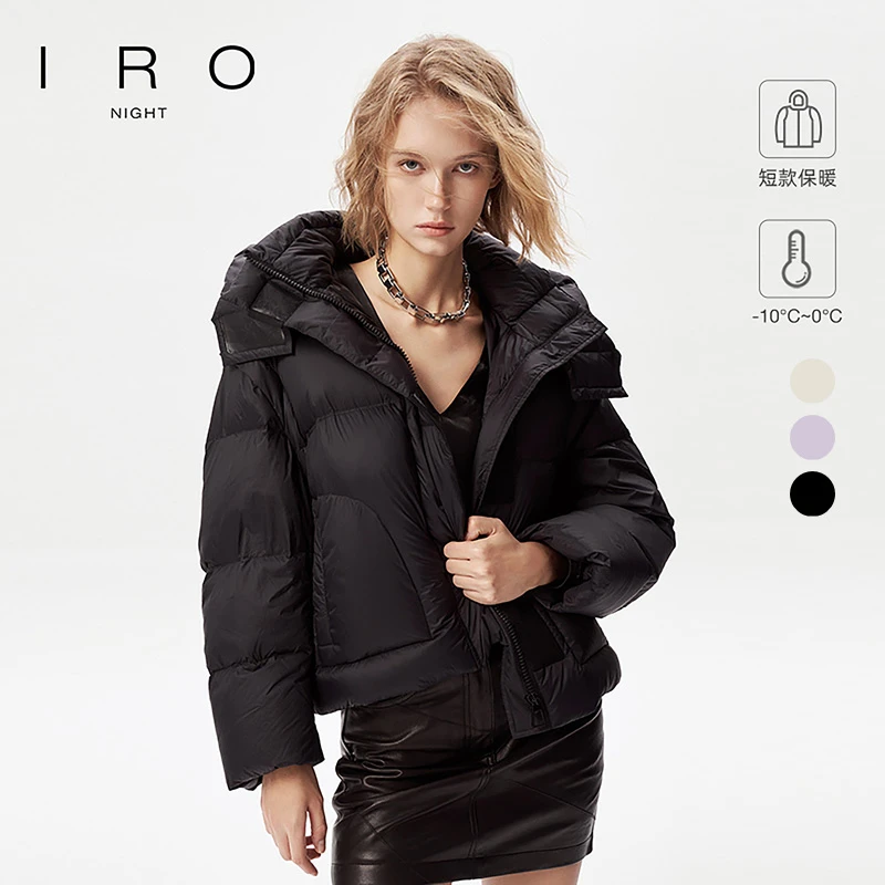 IRO Night 鹅绒羽绒服短款外套长袖连帽拉链保暖法式时尚高级感
