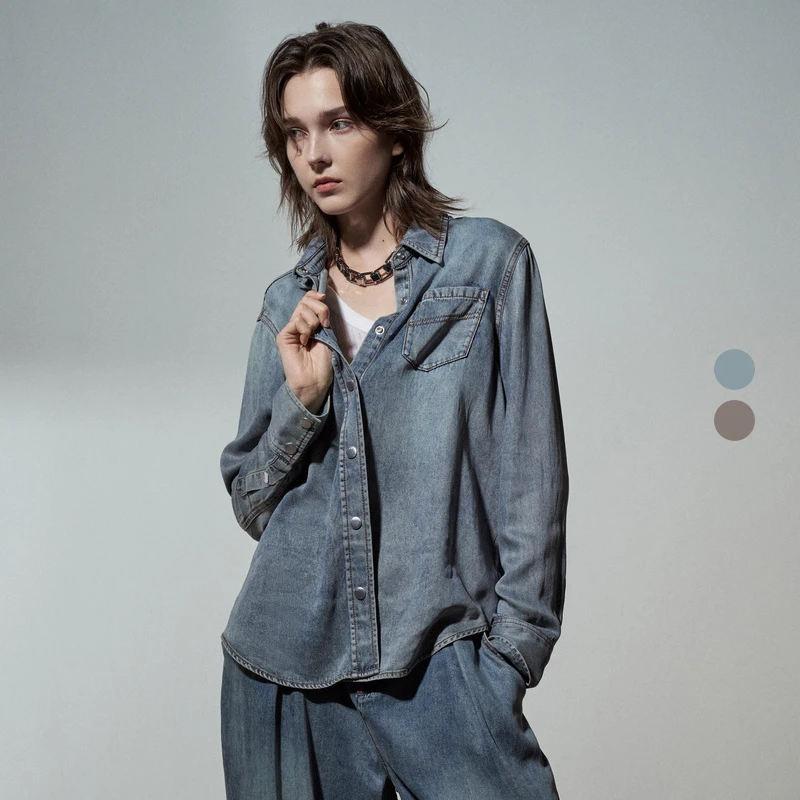 IRO Night 莱赛尔牛仔衬衫长袖水洗复古感法式轻奢初秋新款